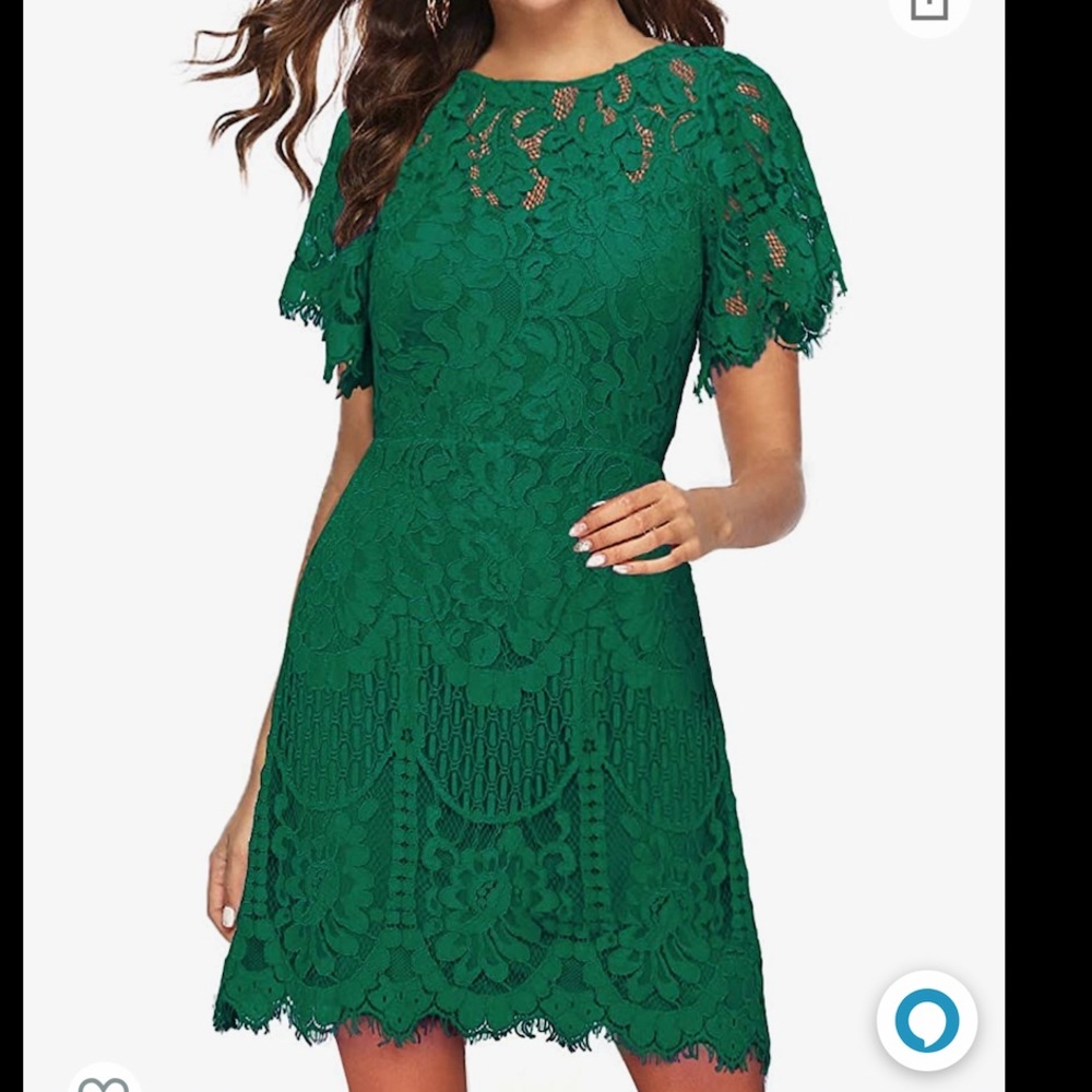 Green lace dress, cocktail dress, XL